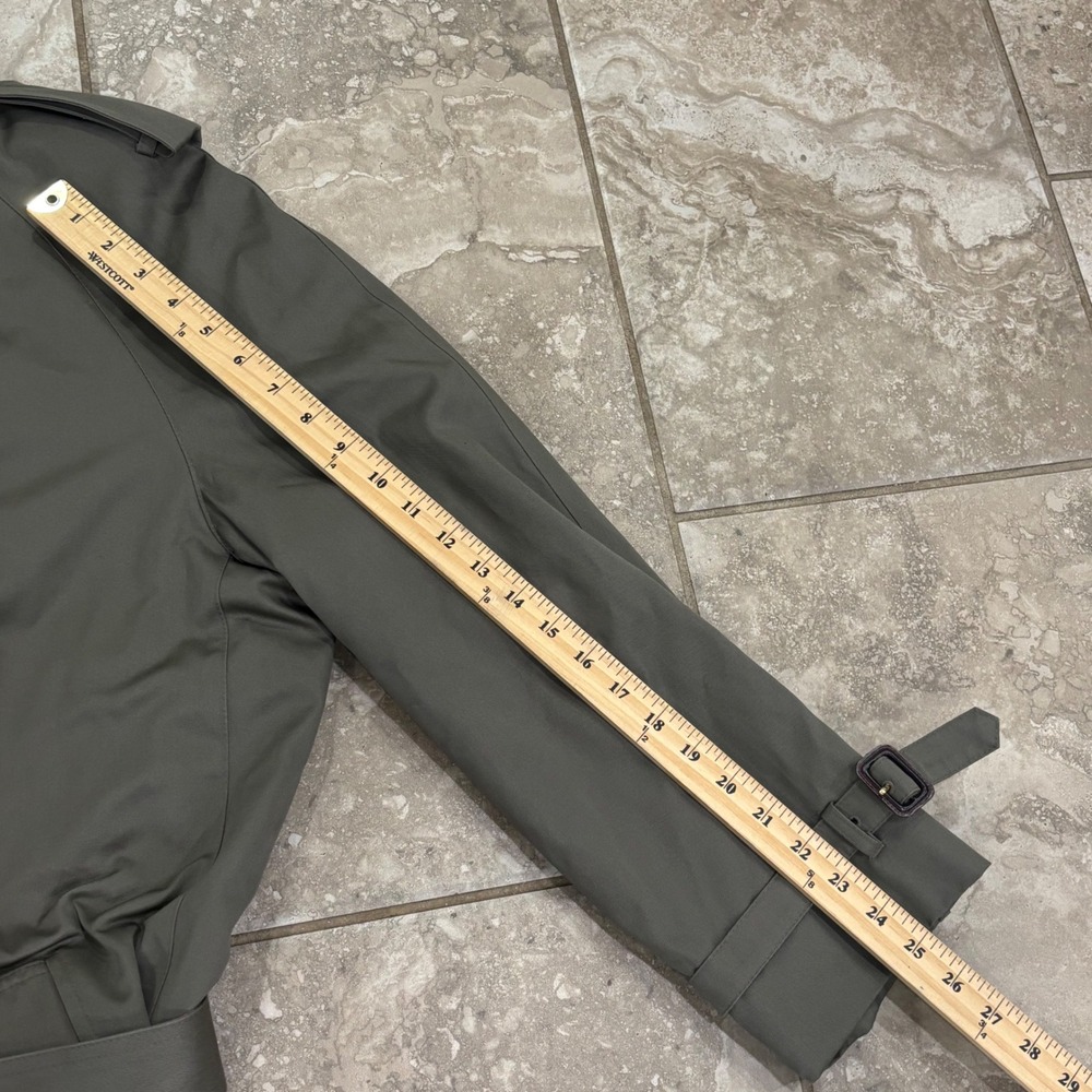 Lauren Ralph Lauren Olive Green Trench Coat with Navy Collar - Picture 12 of 16